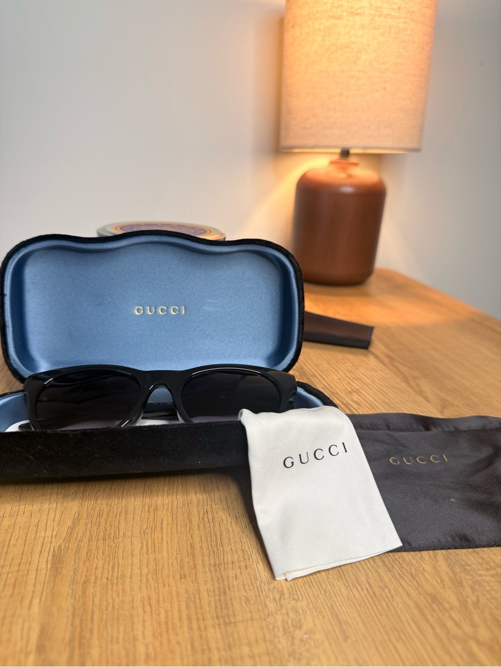 Gucci Black Sunglasses with Blue Lined Case